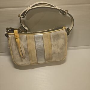 Coach White and Silver Wristlet